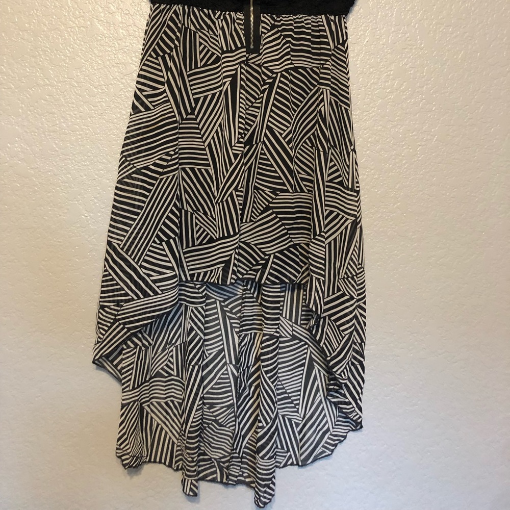 Strapless Black & White Geometric Dress - Picture 2 of 5